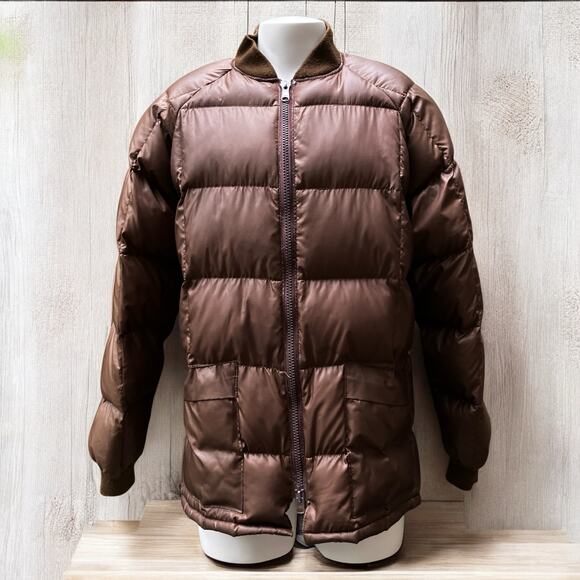 VTG Orvis Waterfowler Puffer Jacket XL Brown Goose Down Filled Hunting Outdoor - Picture 1 of 12